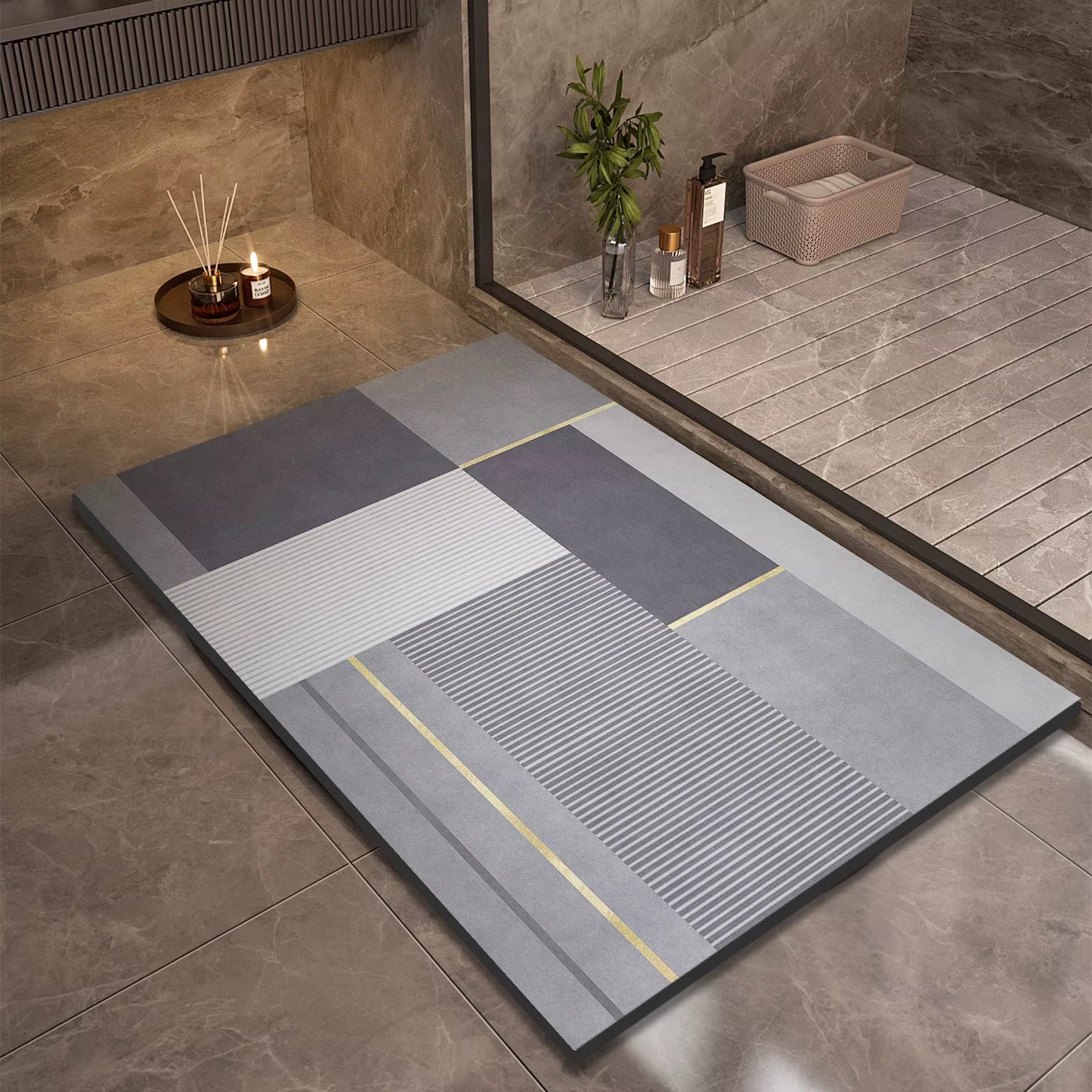 Luxury Diatomite Mud Bath Mat Bathroom Super Absorbent Shower Foot Mats Non Slip Quick Dry Toilet Carpet Room Rugs Doormat